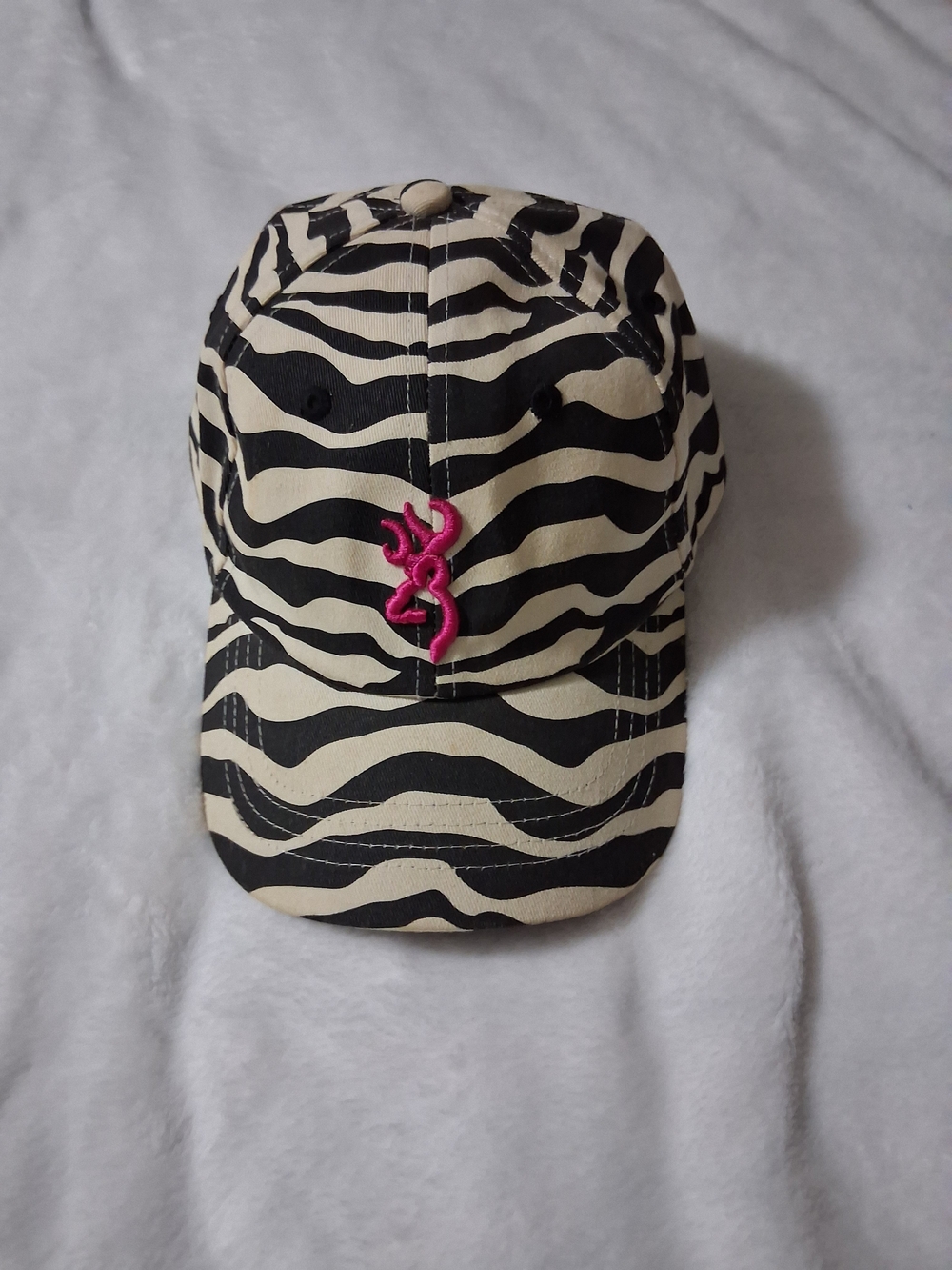 Browning Women's Zebra Print Baseball Cap Pink Embroidered Logo Adjustable Hat